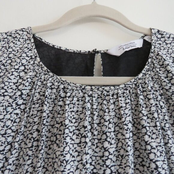 & OTHER STORIES Voluminous Twill Tiered Mini Dress Ditsy Floral Black White Sz M - Picture 12 of 15